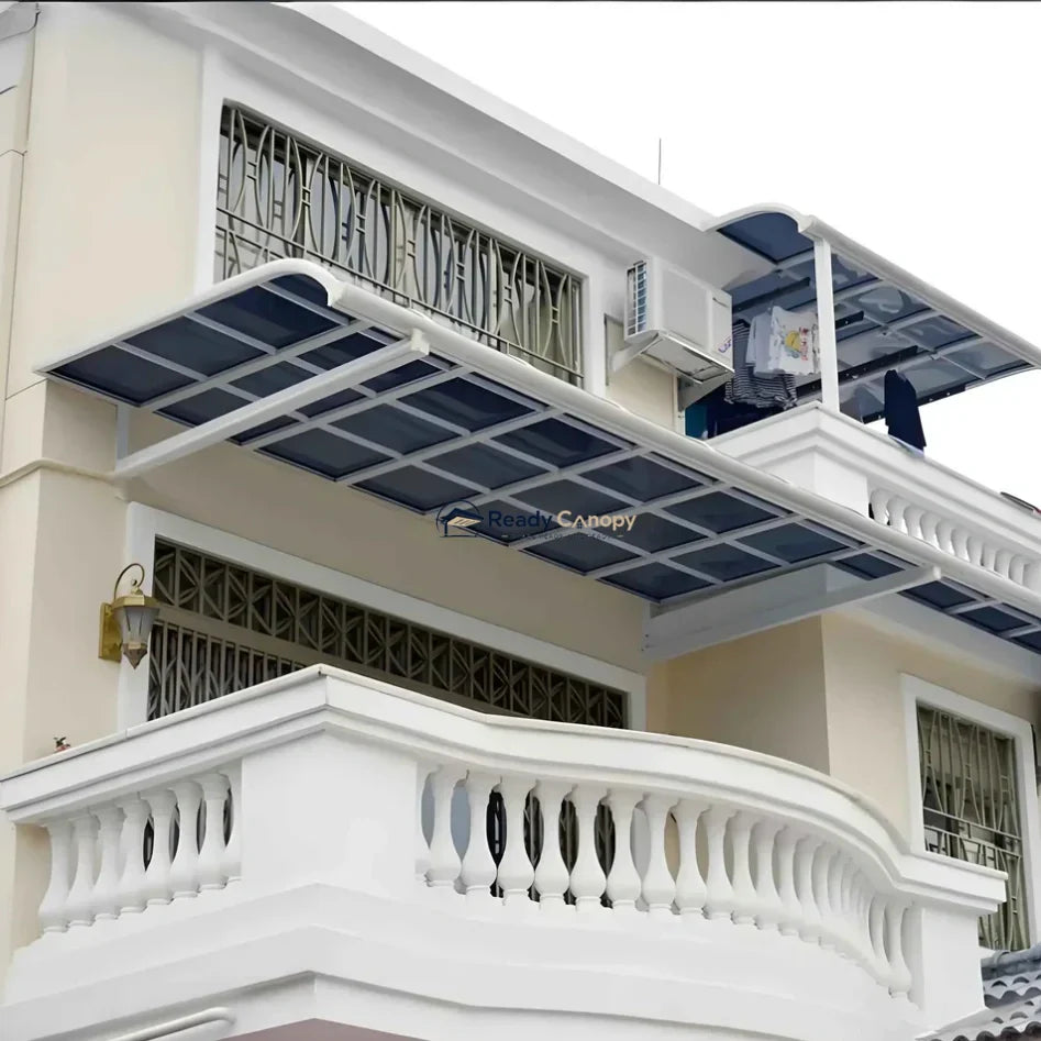 Aluminium Frame Awning - White — side view