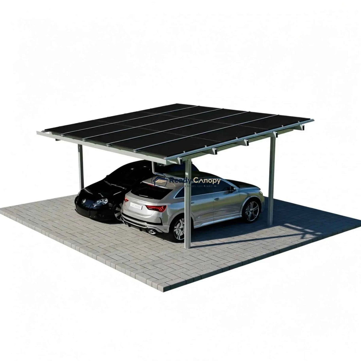 Double Solar Carport Kit Silver(Includes Solar Modules)