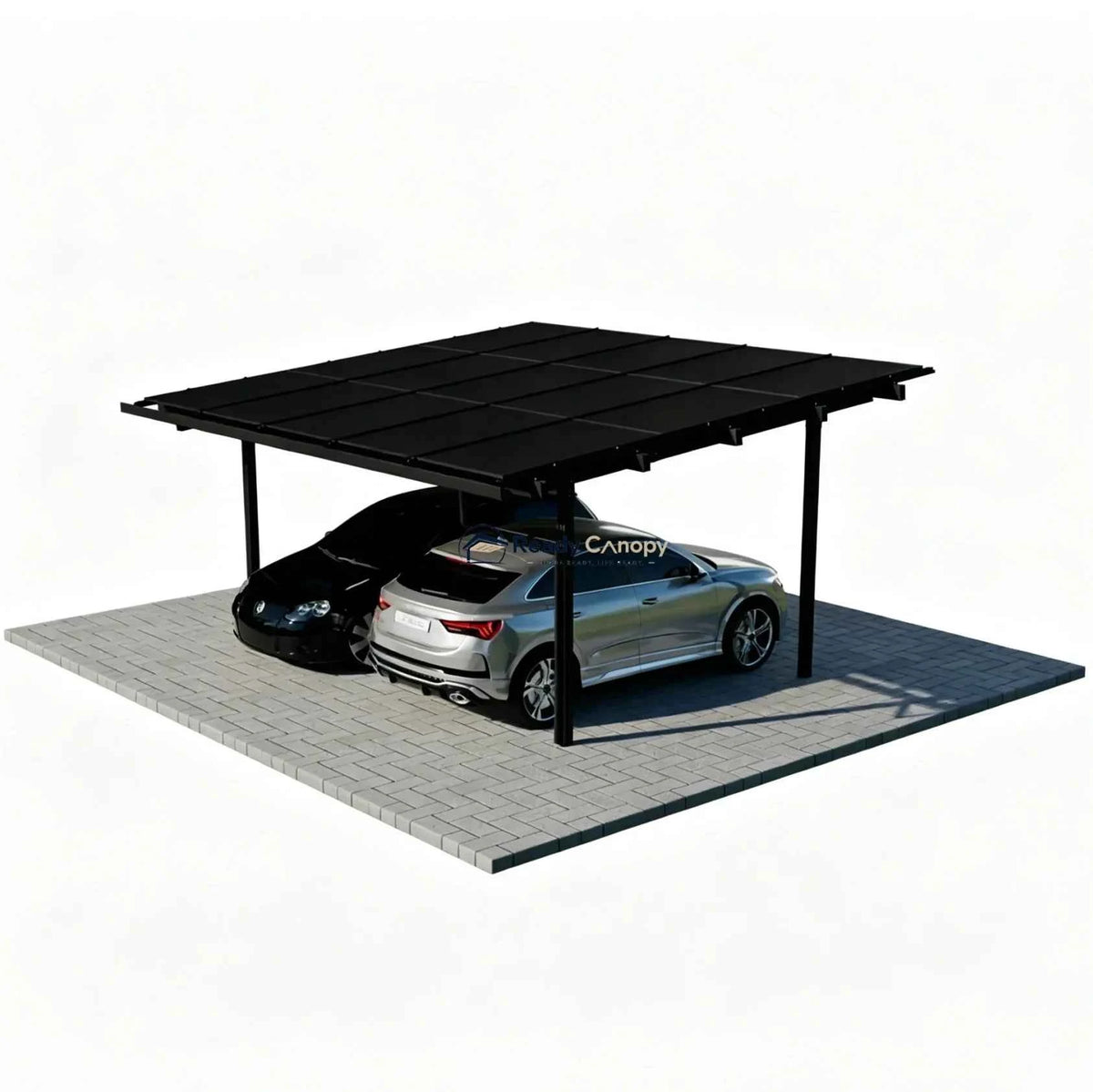Double Solar Carport Kit Black(Includes Solar Modules)