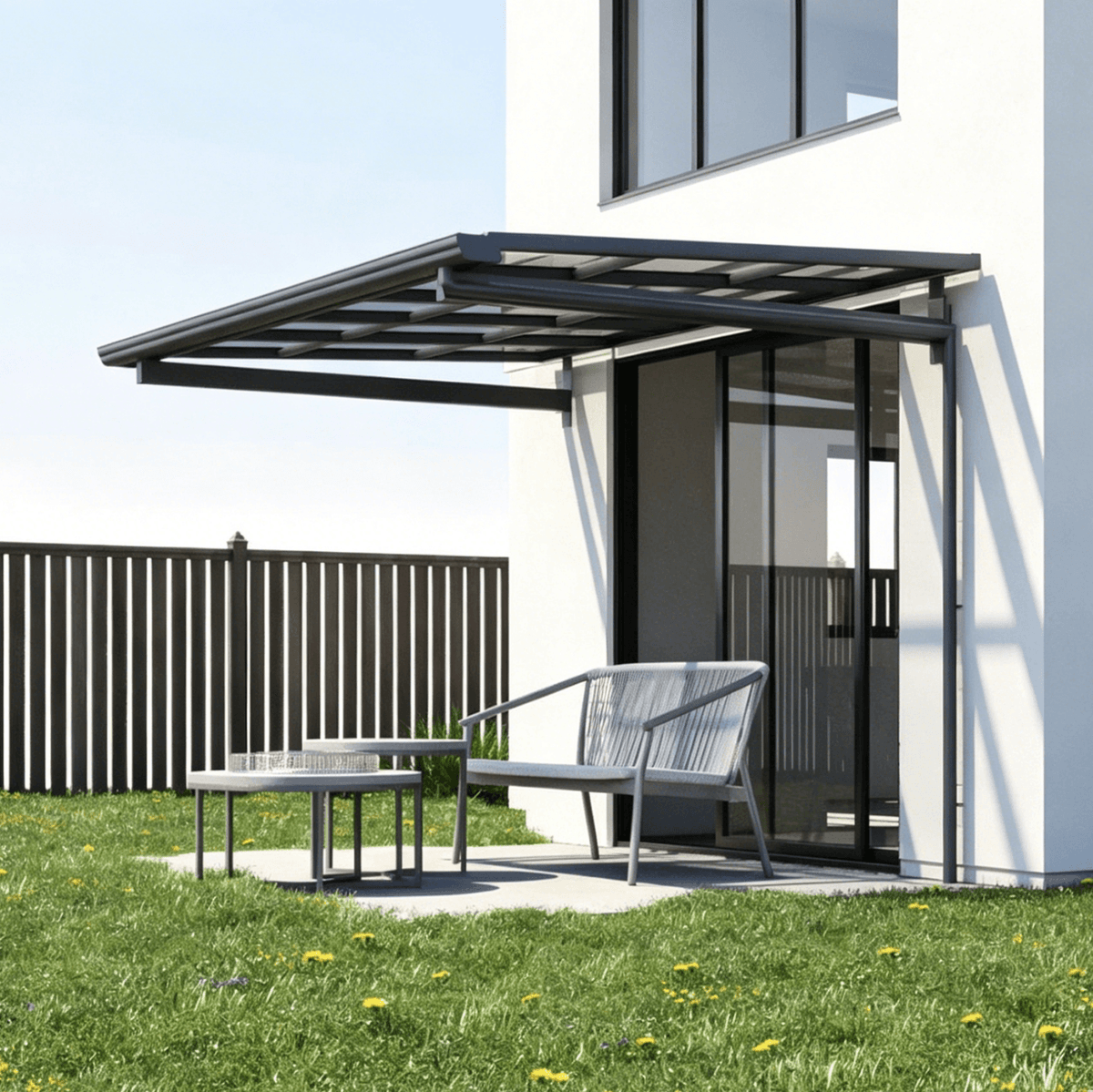 L Shape Awning Grey