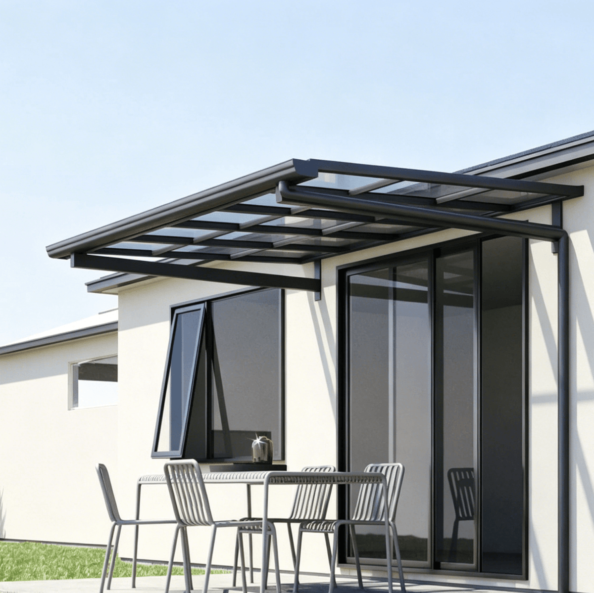 L Shape Awning Grey