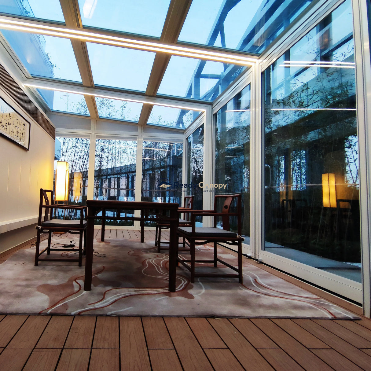 Wall-Mounted Retractable Sunroom — dimensions and specification