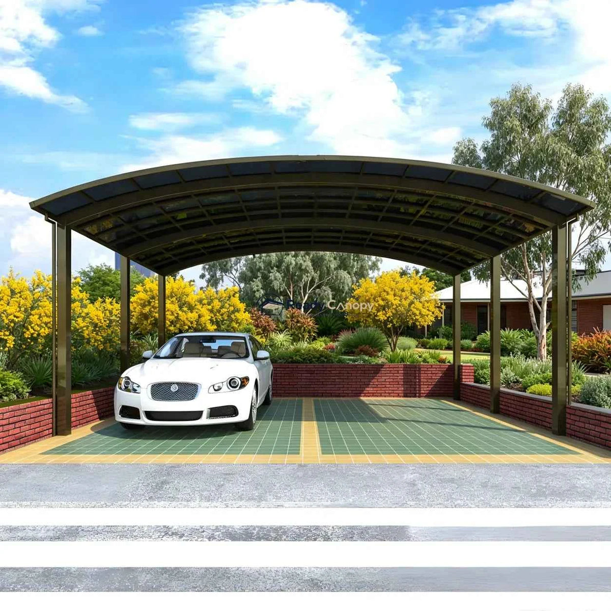 M-Shape Double Carport - Champagne