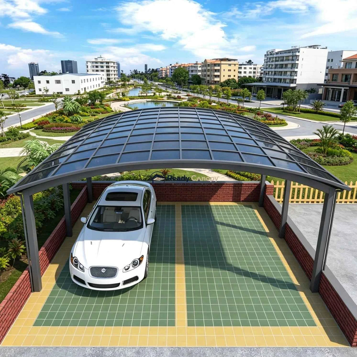 M-Shape Double Carport - Grey