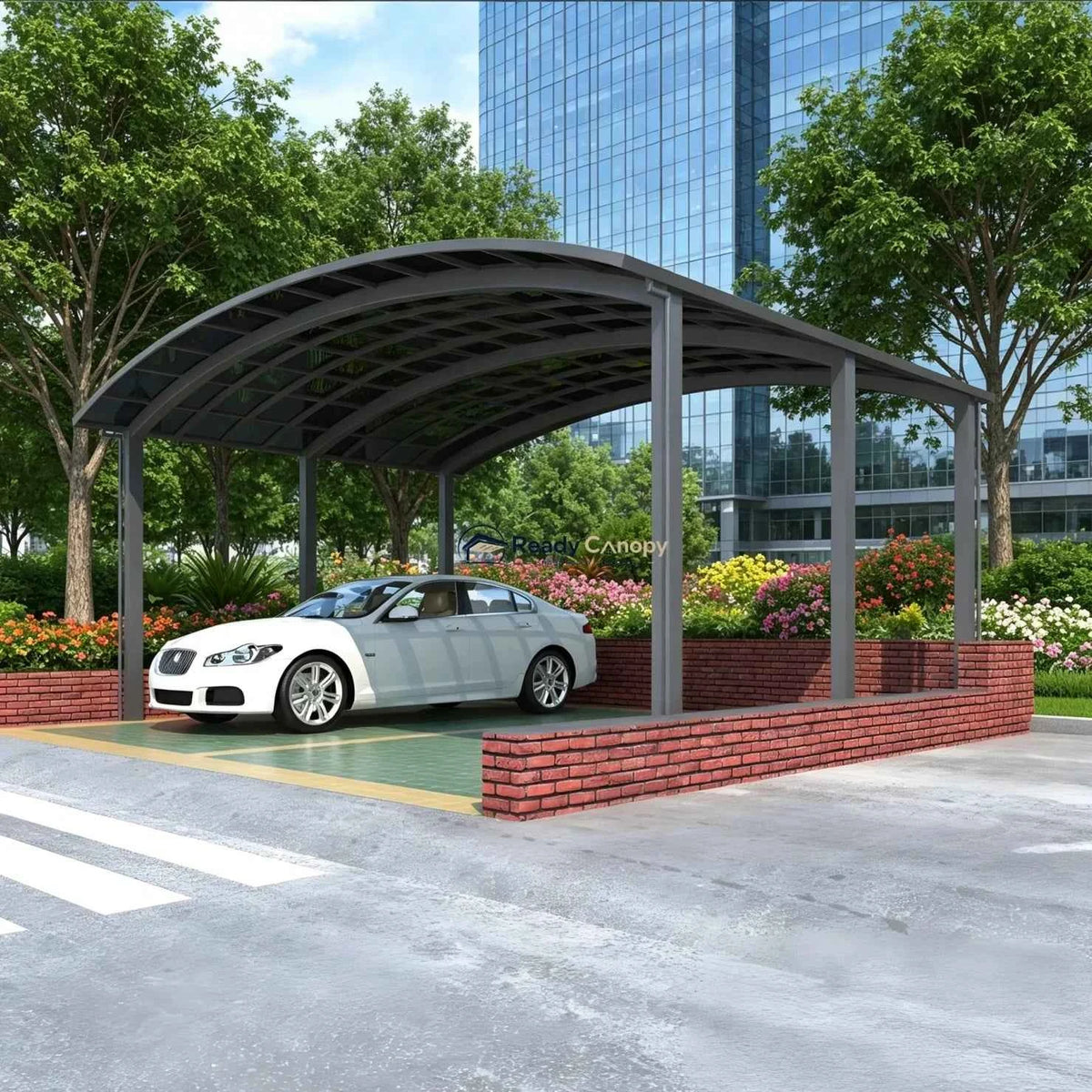M-Shape Double Carport - Grey