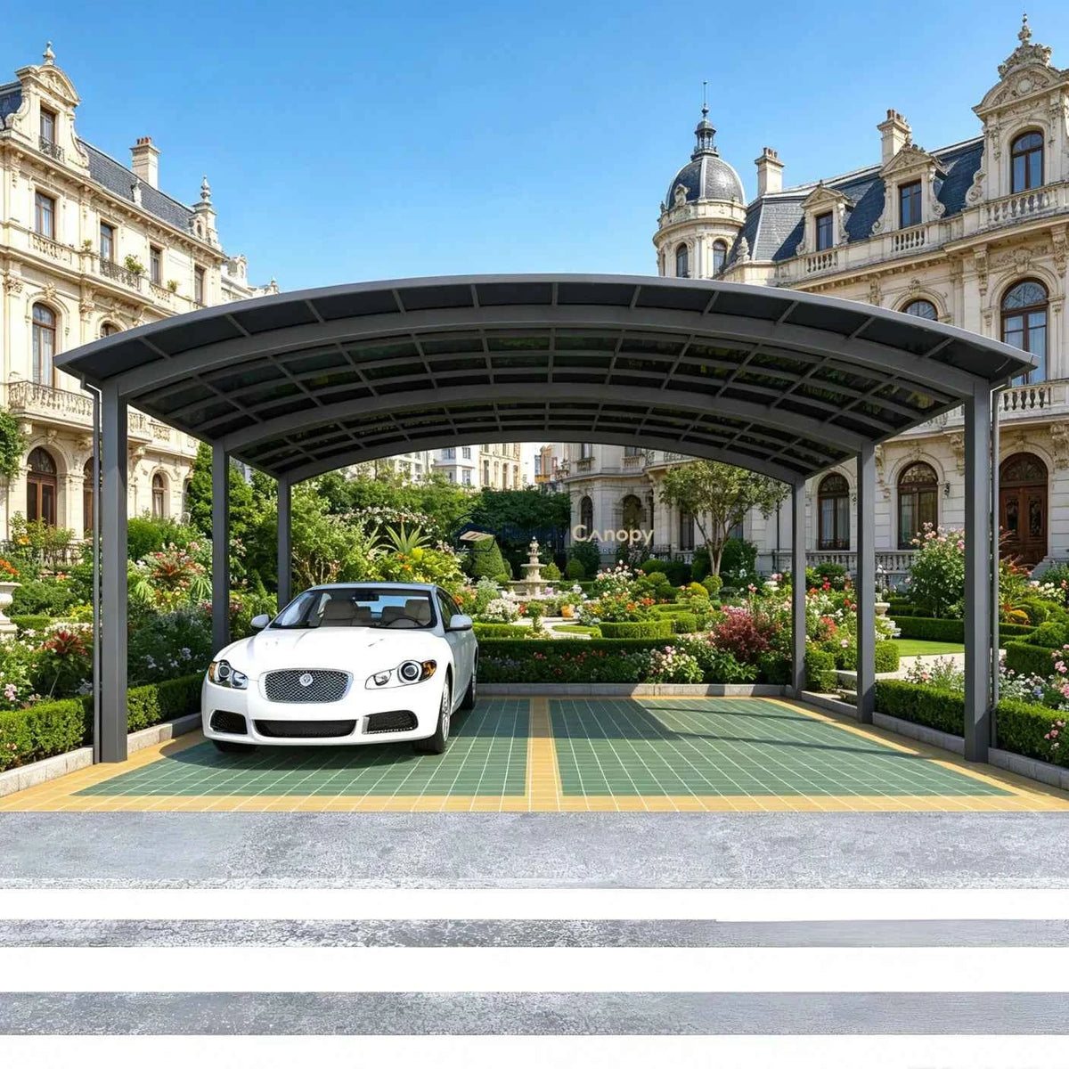 M-Shape Double Carport - Grey