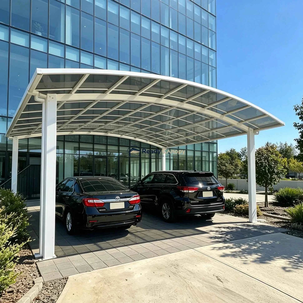 M-Shape Double Carport - White
