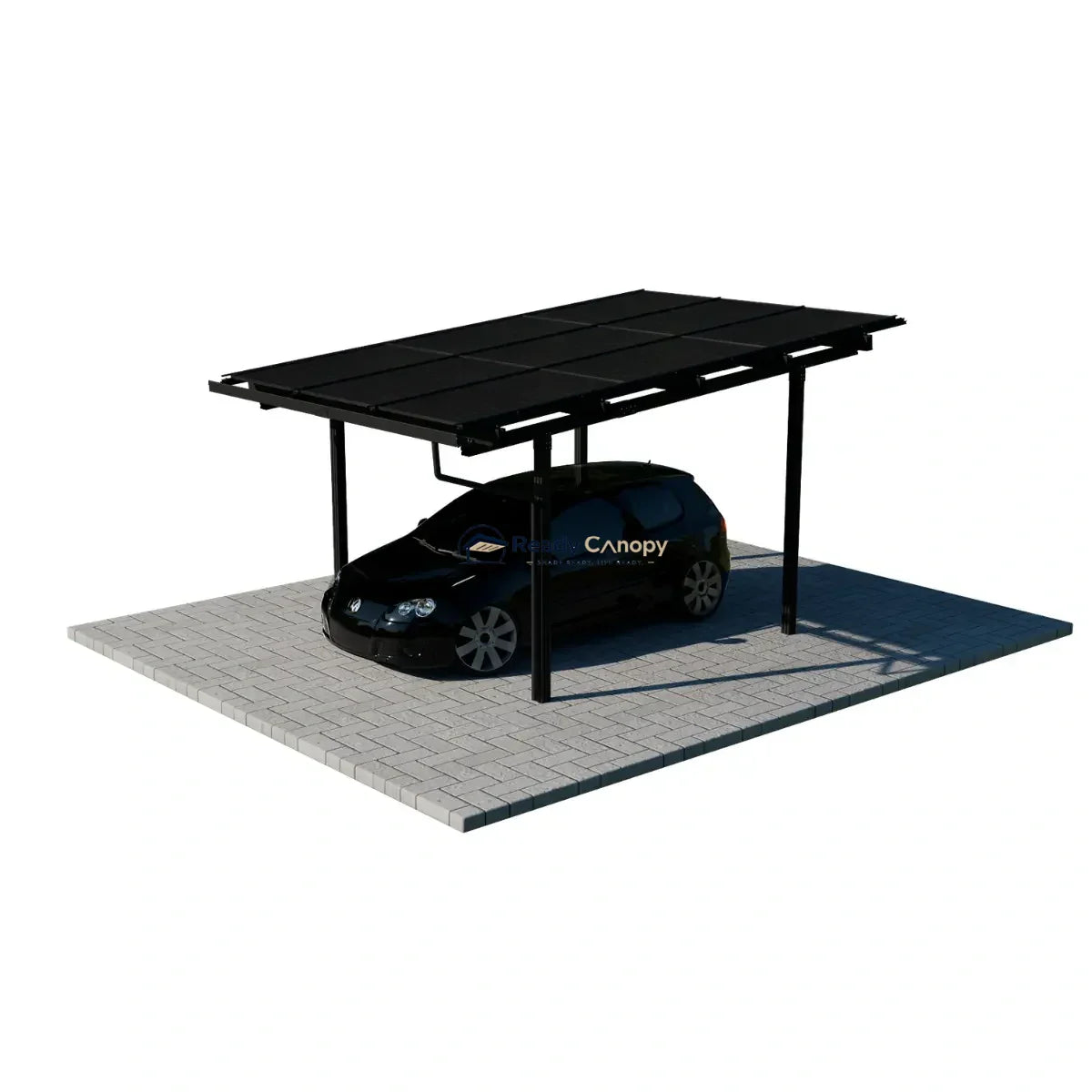 Single Solar Carport Kit Black(Includes Solar Modules) — angled view