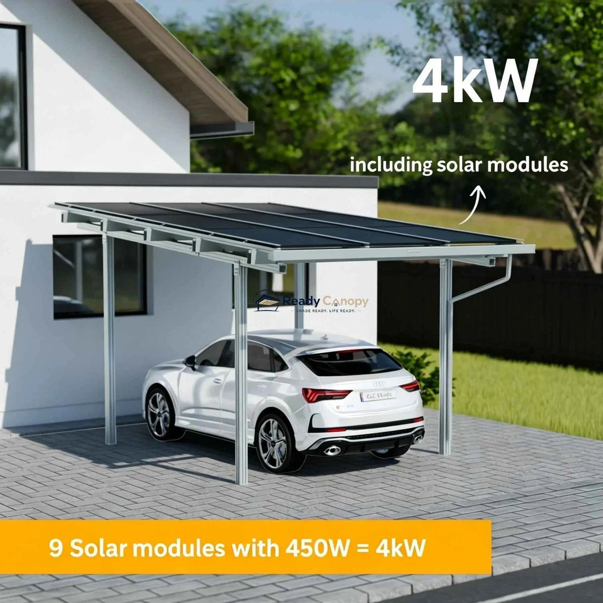 Single Solar Carport Kit Silver(Includes Solar Modules)