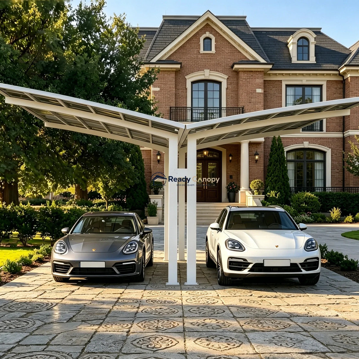 Y Shape Double Carport Kit - White — frame detail