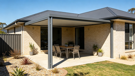 Insulated aluminium patio cover kit installed over an Australian backyard patio