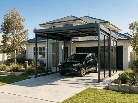 Retractable carport installed on an Australian home driveway