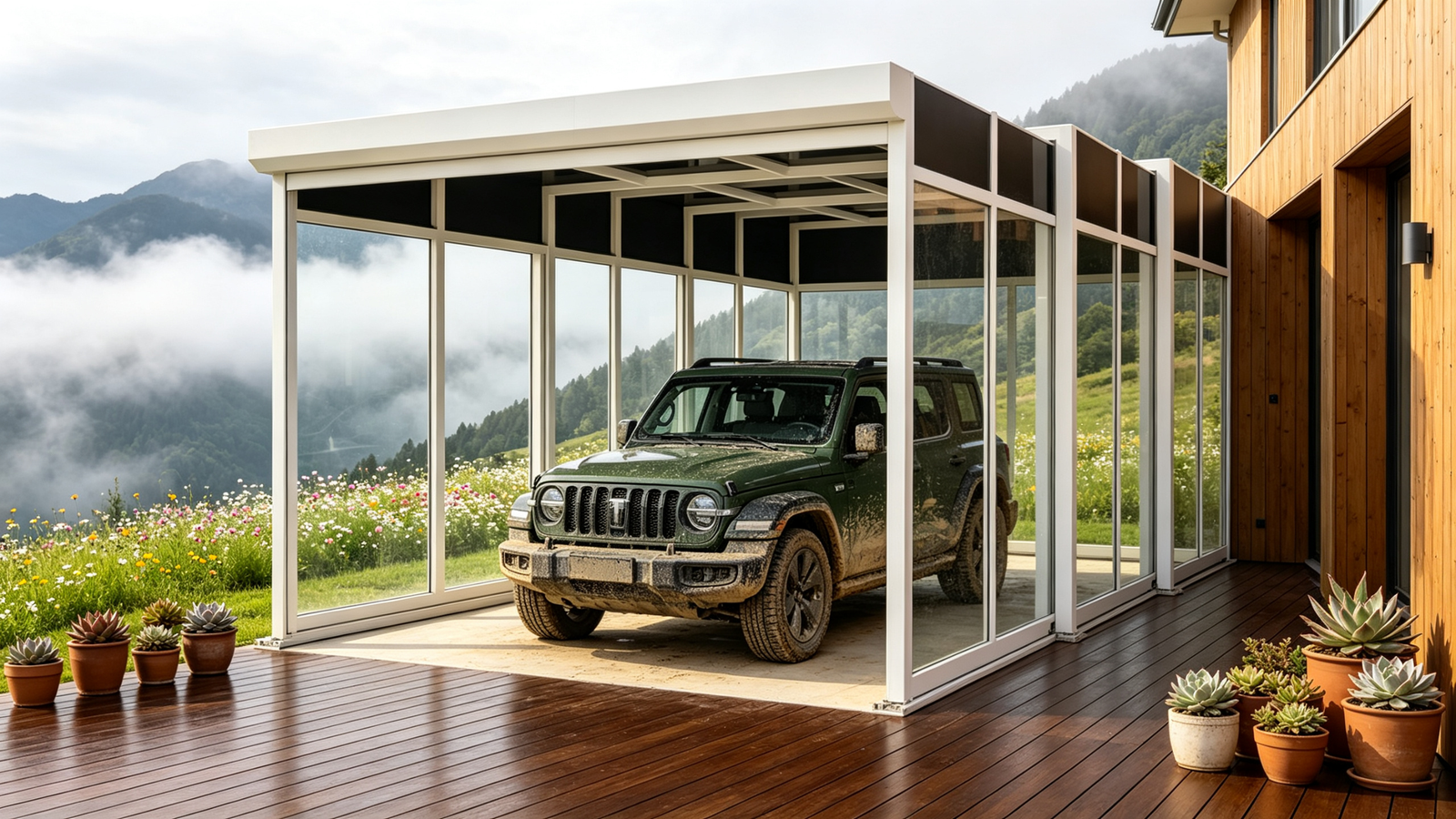 Retractable carport kit installed over an Australian residential driveway