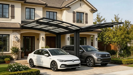 Y-shape double cantilever carport installed on an Australian driveway