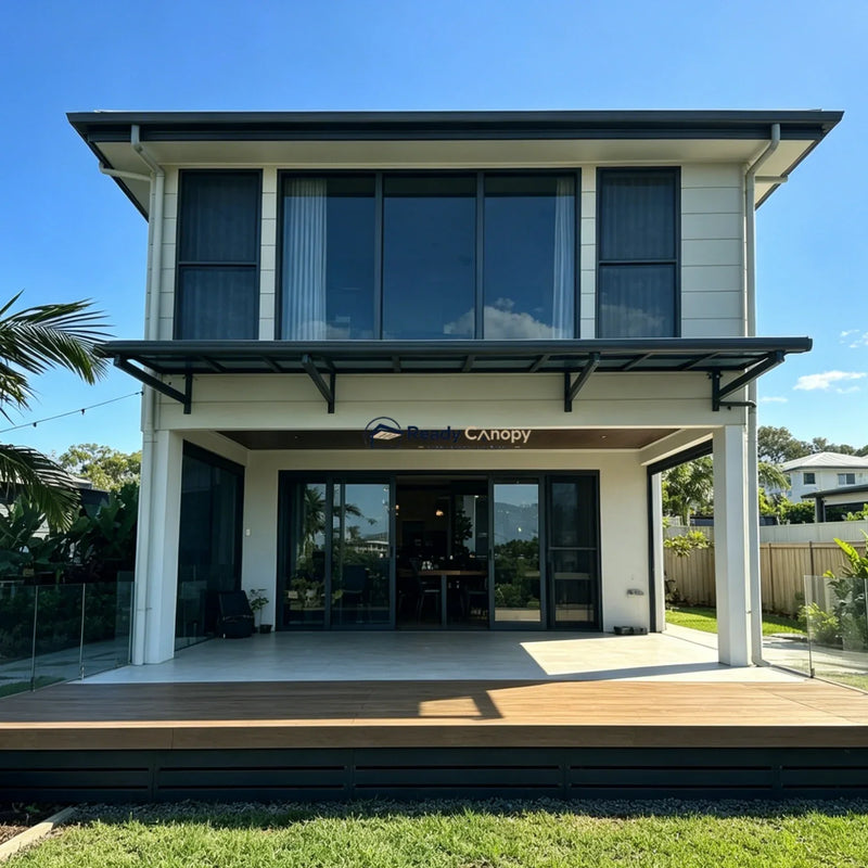 Aluminium Frame Awning - Grey — angled view