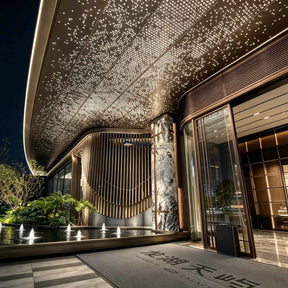 Custom Commercial Aluminum Solid Panel Canopy with Fiber Optic Starry Sky Effect