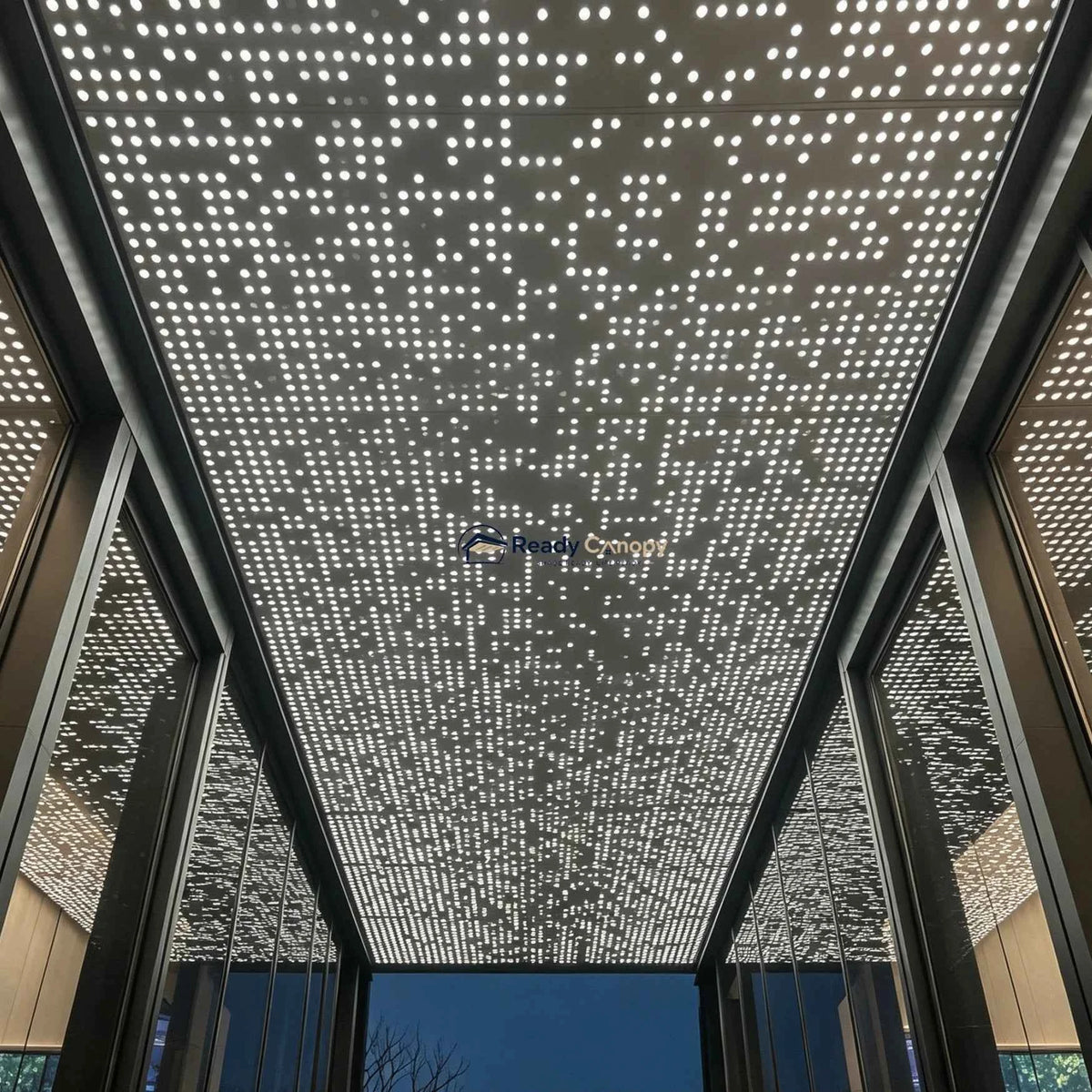 Custom Commercial Aluminum Solid Panel Canopy with Fiber Optic Starry Sky Effect