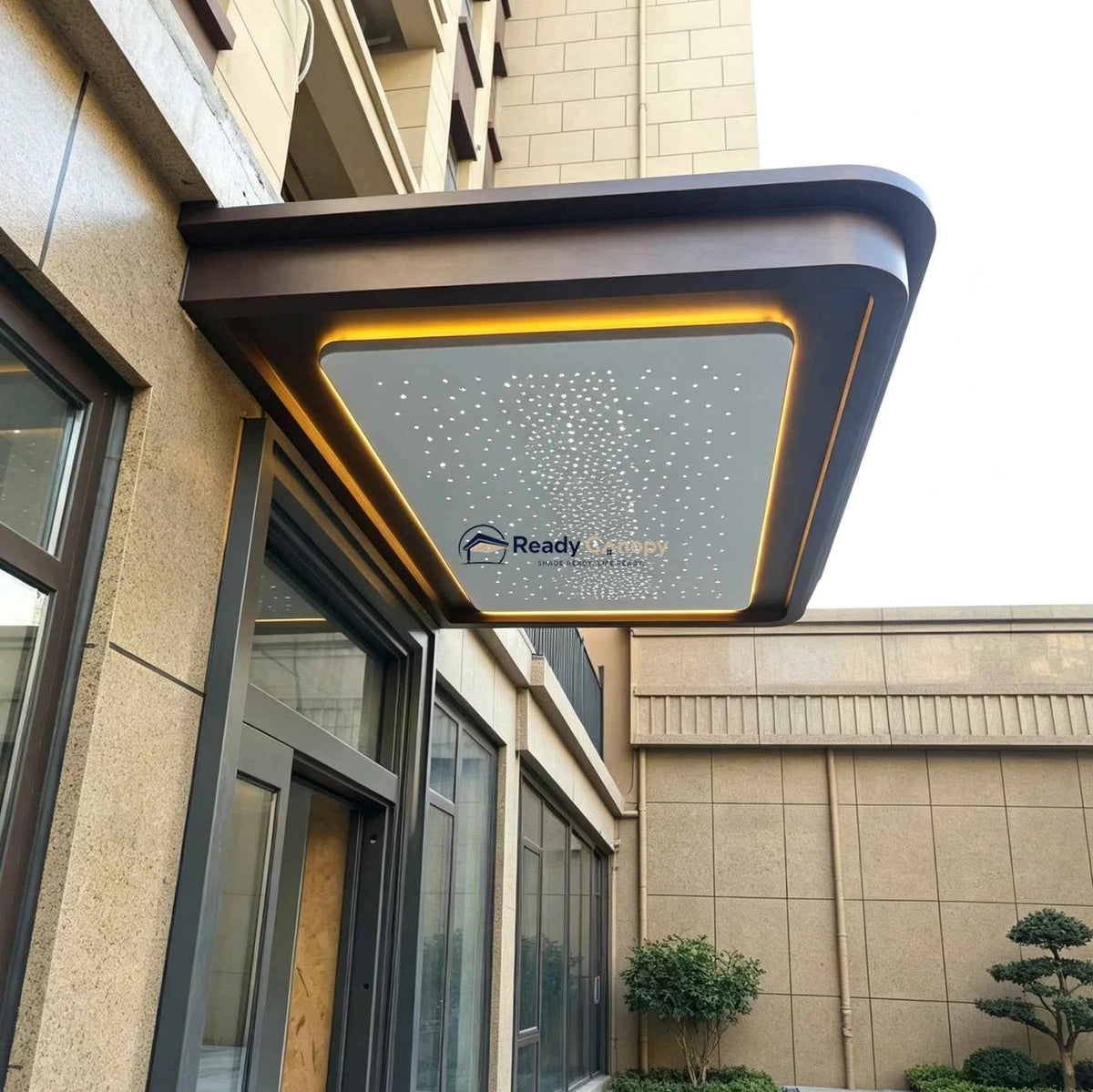 Custom Aluminium Solid Panel Awning with Fibre Optic Starry Sky