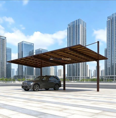 Back-Pull Cantilever Double Carport - Brown