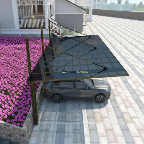 Back-Pull Cantilever Double Carport - Champagne — angled view
