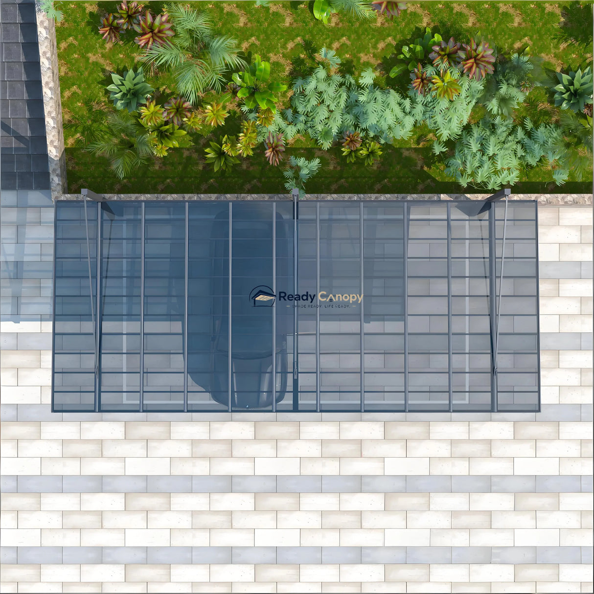 Back-Pull Cantilever Double Carport - Grey — side view