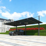Back-Pull Cantilever Double Carport - Grey — angled view