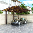 L Shape Cantilever Single Carport - Brown