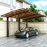 L Shape Cantilever Single Carport - Brown — frame detail