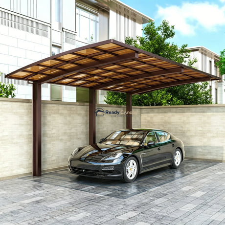 L Shape Cantilever Single Carport - Brown — frame detail