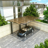 L Shape Cantilever Single Carport - Champagne — installed outdoors