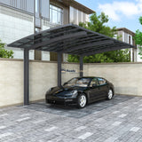 L Shape Cantilever Single Carport - Grey — angled view