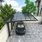 L Shape Cantilever Single Carport - Grey — corner and mounting detail