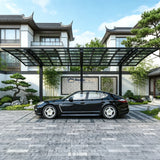 L Shape Cantilever Single Carport - Grey — side view