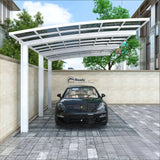 L Shape Cantilever Single Carport - White — angled view