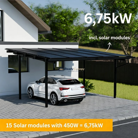 Double Solar Carport Kit Black(Includes Solar Modules) — side view