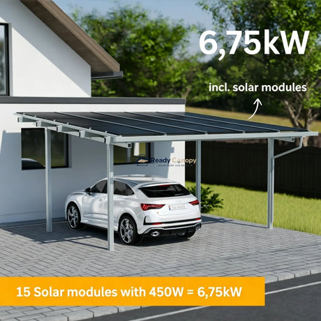 Double Solar Carport Kit Silver(Includes Solar Modules) — side view