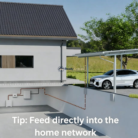 Double Solar Carport Kit Silver(Includes Solar Modules) — angled view