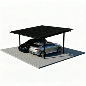 Double Solar Carport Kit Black(Includes Solar Modules) — angled view
