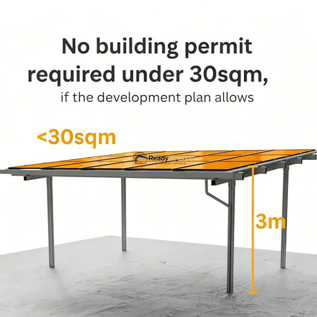 Double Solar Carport Kit Silver(Includes Solar Modules) — corner and mounting detail