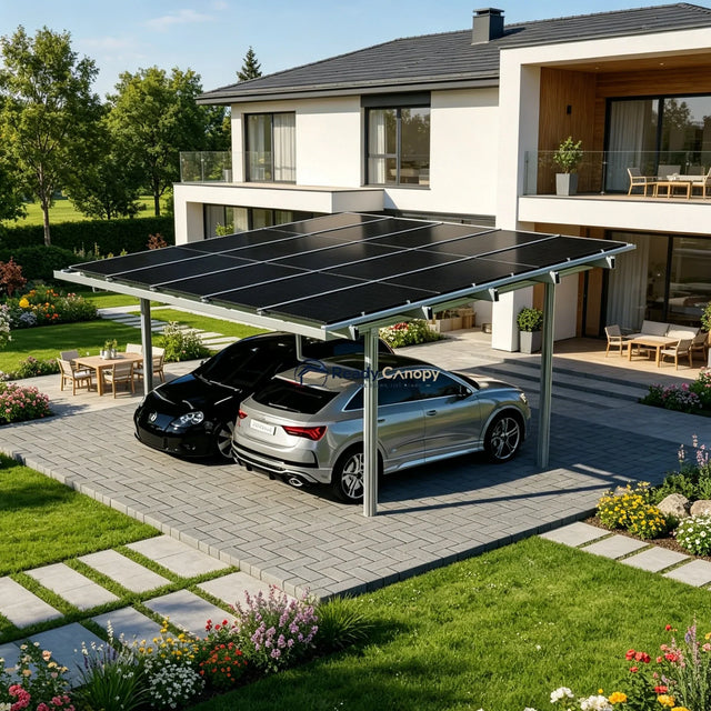 Double Solar Carport Kit Silver(Includes Solar Modules)