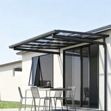 L Shape Awning Grey — full structure view