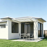 L Shape Awning White — roof structure detail