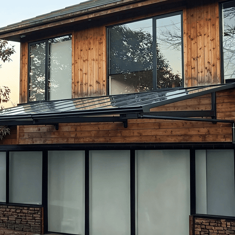 L Shape Awning Grey — close-up of finish