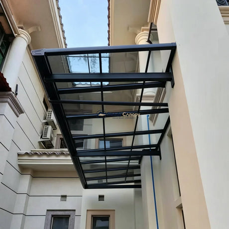 L Shape Awning Grey — side view