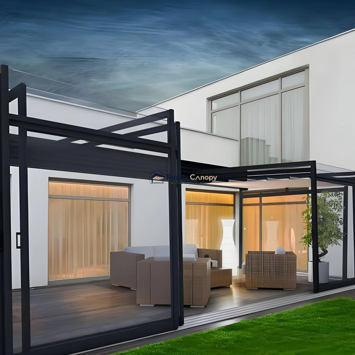 Wall-Mounted Retractable Sunroom — side view