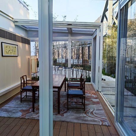Wall-Mounted Retractable Sunroom — frame detail