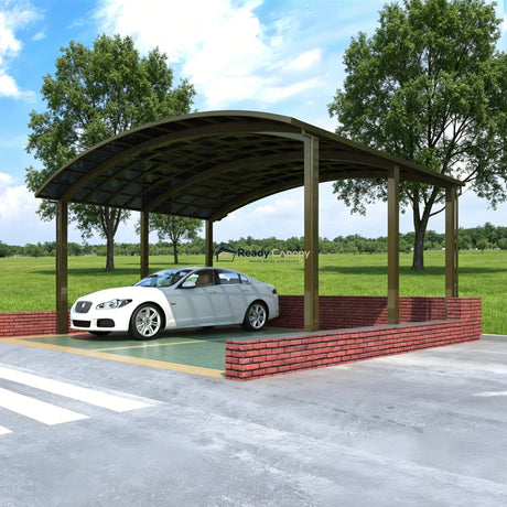 M-Shape Double Carport - Champagne — side view