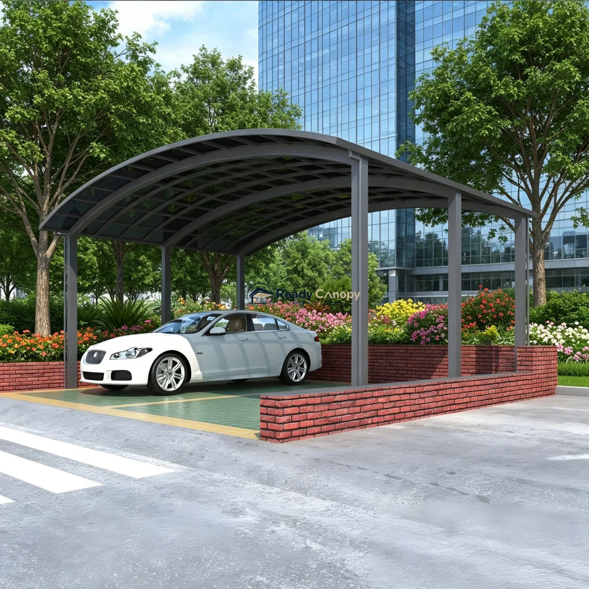 M-Shape Double Carport - Grey — frame detail