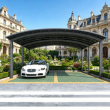 M-Shape Double Carport - Grey — side view