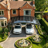 M-Shape Double Carport - Grey — installed outdoors